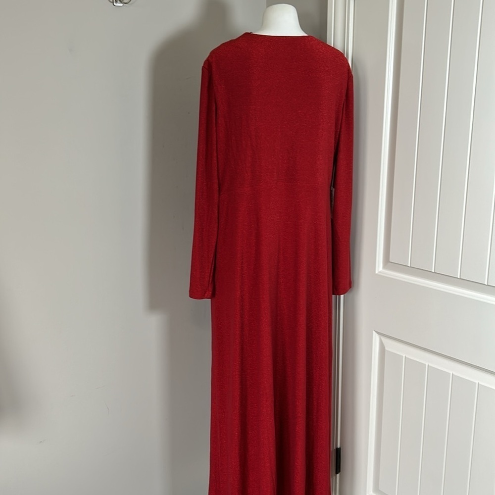 Tuckernuck Hyacinth House Angelina Gown Red Shimmer V Neck Dress Sz XXL NEW - Picture 9 of 14